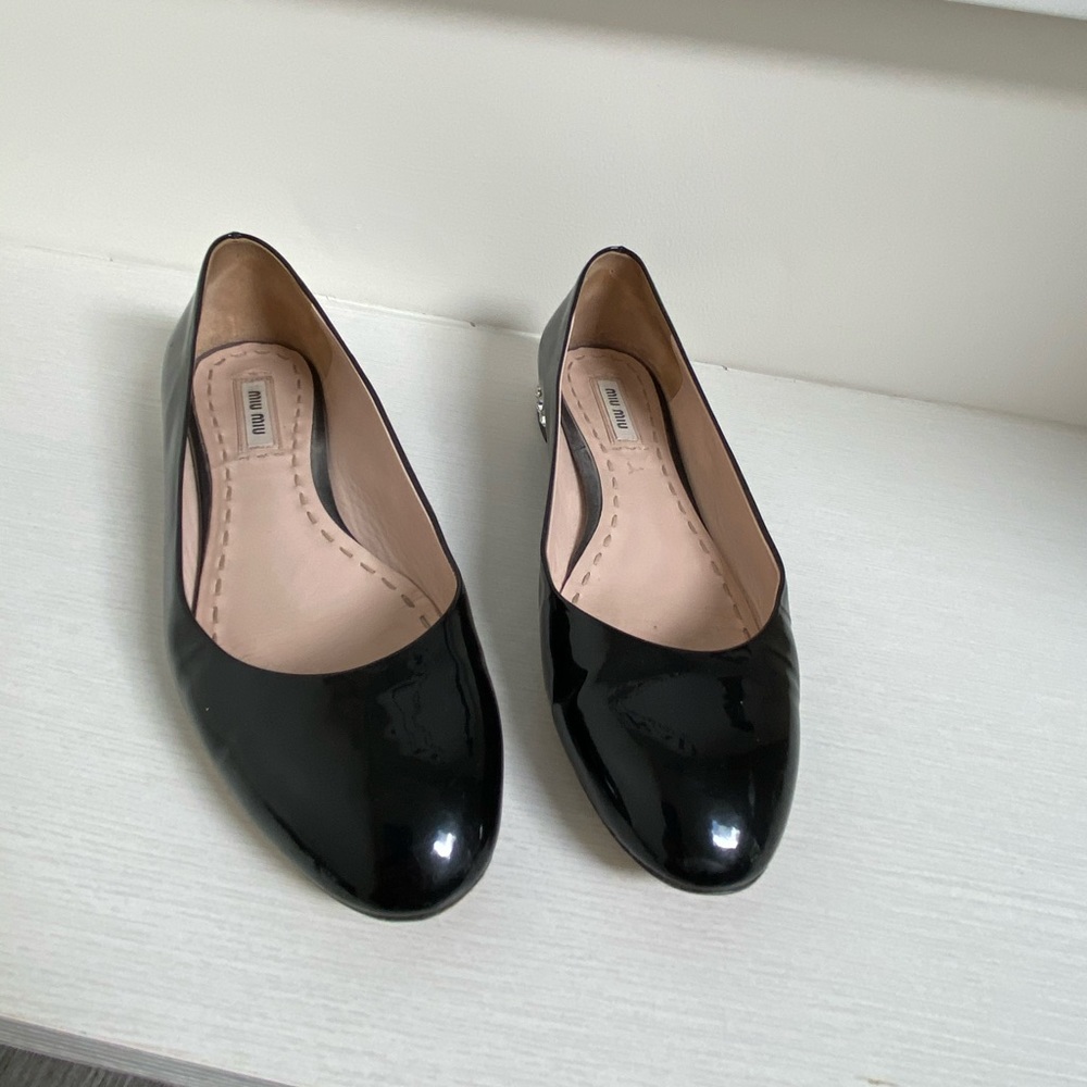 Miu Miu Black Patent Leather Ballet Flats